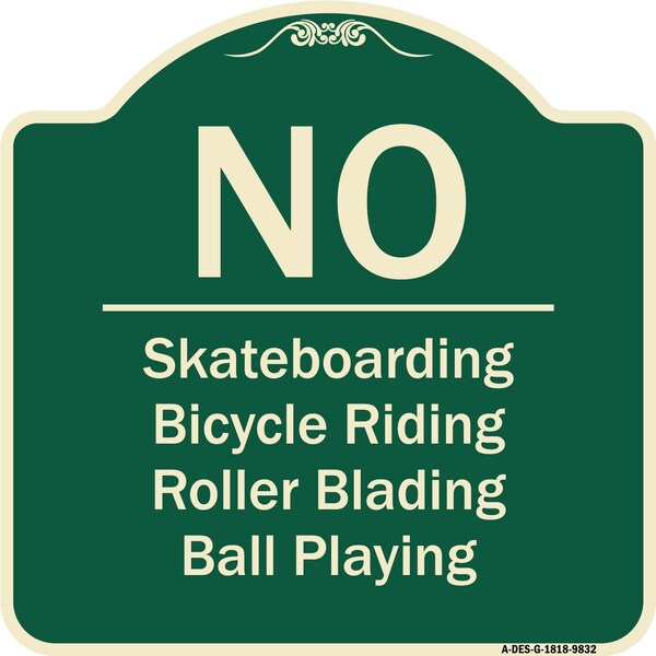 Designer Series-No-Bicycle Riding Roller Blading Ball Playing, 18" x 18", G-1818-9832